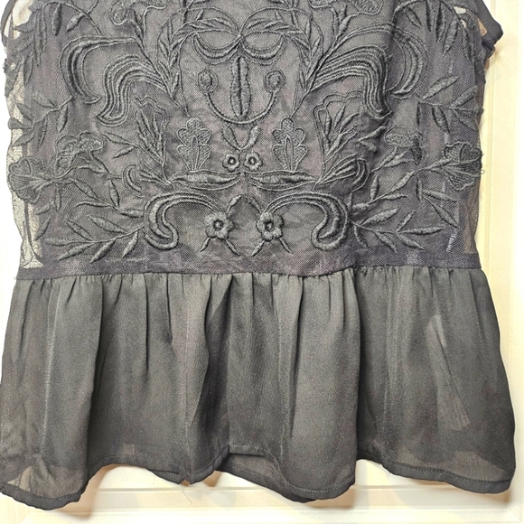 Forever 21 Witchy Black Glam Embroidered Sheer Sleeveless Goth Camisole Top M - Picture 3 of 15